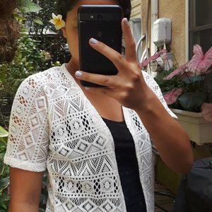 SEE THRU WHITE LACE OVER SHIRT